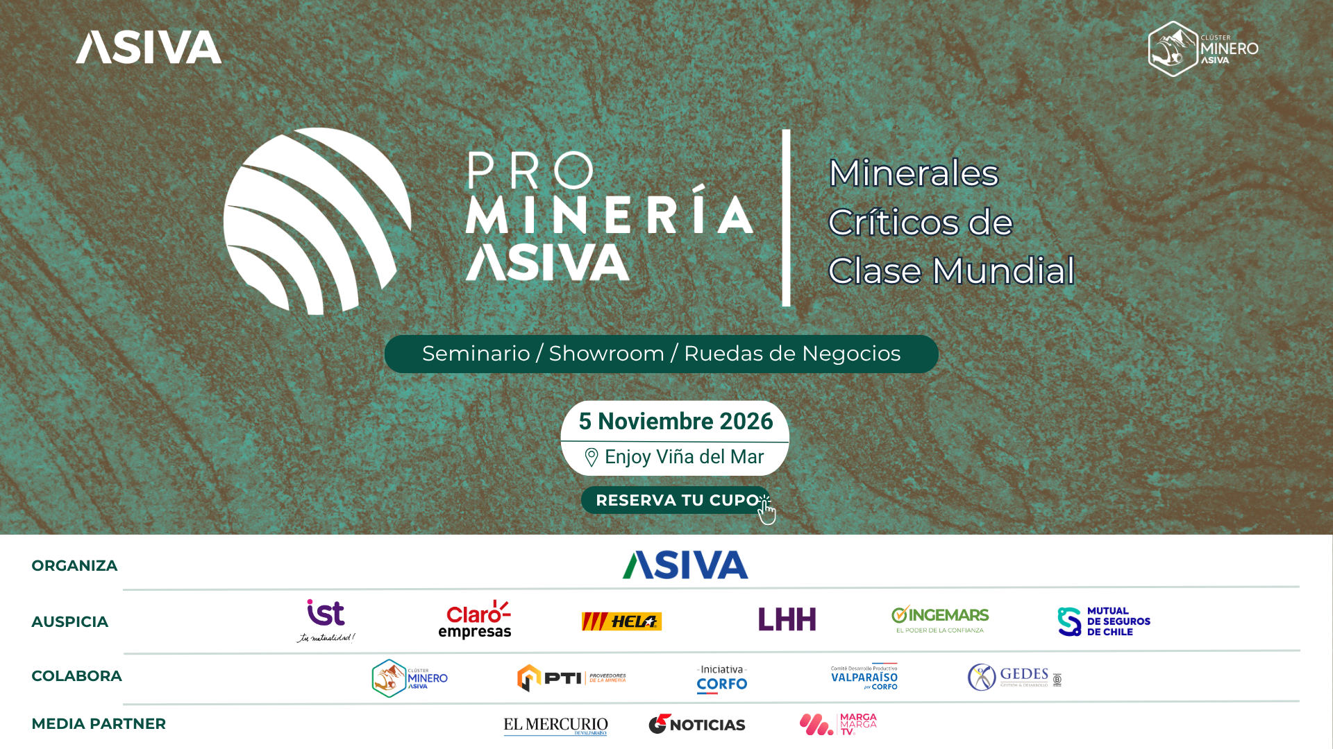 ASIVA reunirá a la industria minera en Viña del Mar con ProMinería 2026